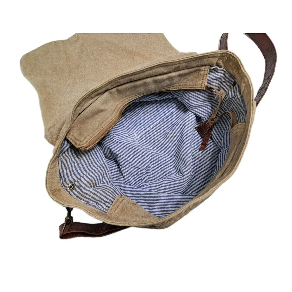 Canvas Leather Brown Messenger Bag Purse Oklahoma Fleur De Lis Khaki